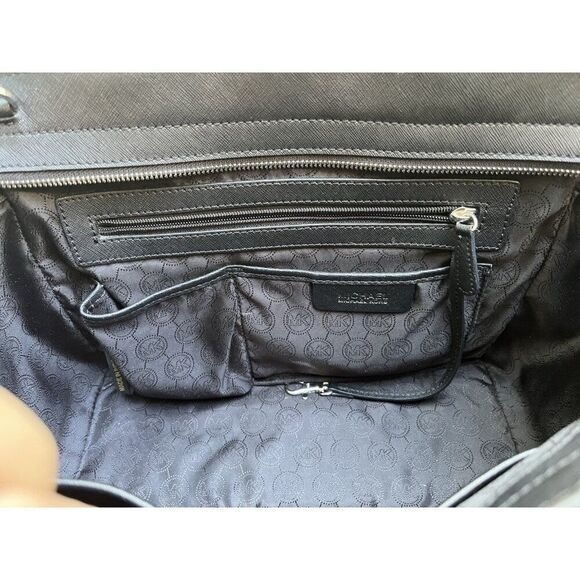 MICHAEL KORS Extra Large White Black Tote Bag Crossbody Saffiano Leather Selma - Picture 7 of 12